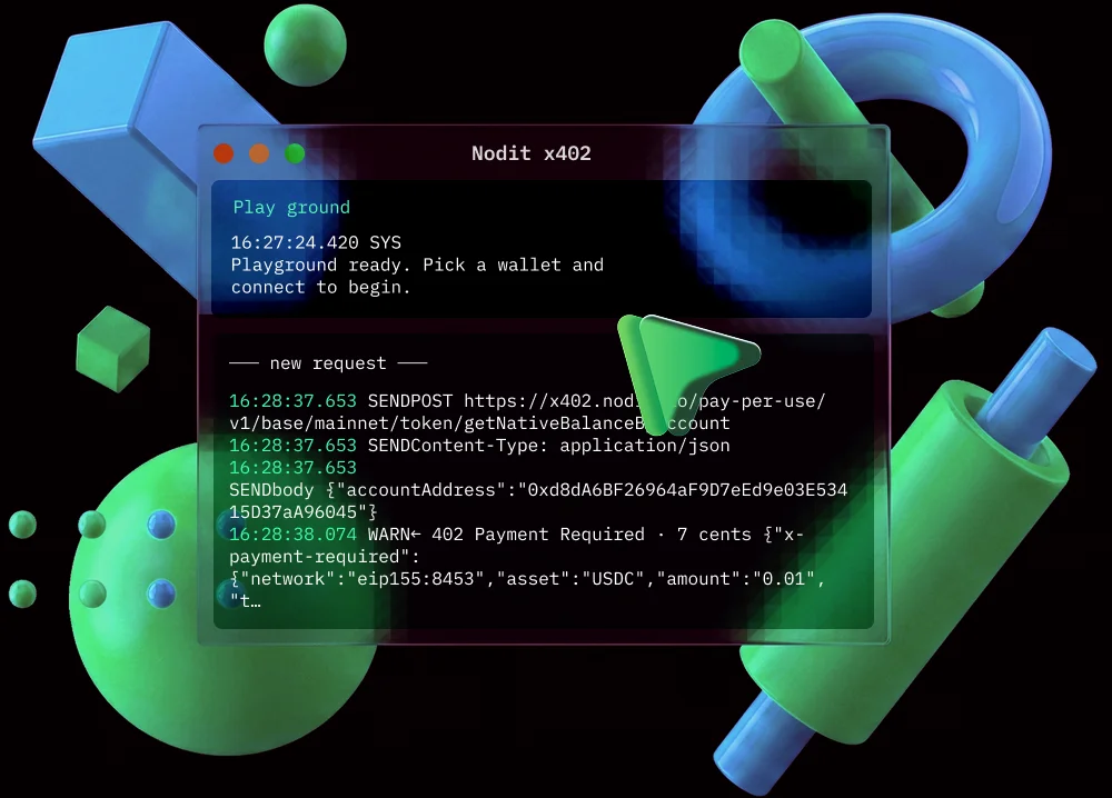 Nodit x402 agentic payment illustration